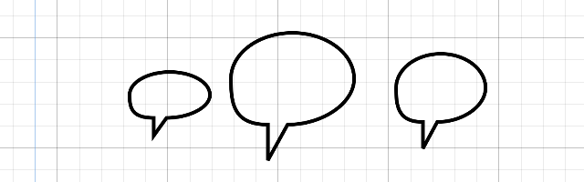 Three speech-balloon shapes