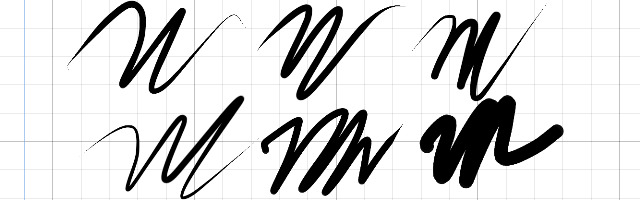 Sample strokes from several brush presets