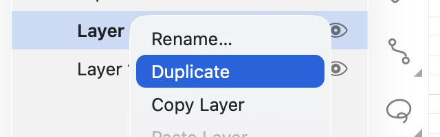 The layer menu with Duplicate highlighted