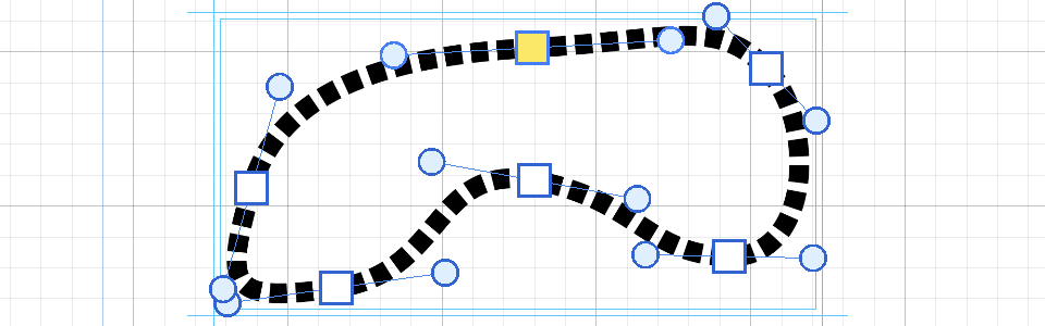 A bezier path with anchor points and direction handles
