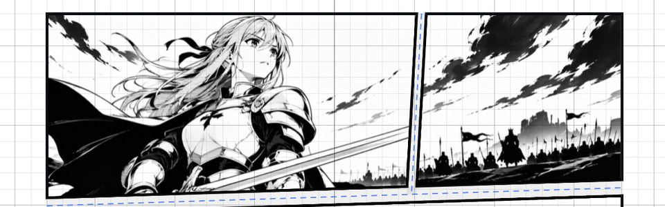 Imported artwork filling two panels of a page