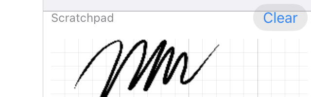 A test stroke on the scratchpad